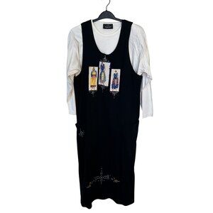 Vtg L.A. Artwear Womens Black Sleeveless Dress Art to Wear Cotton 90s Large
